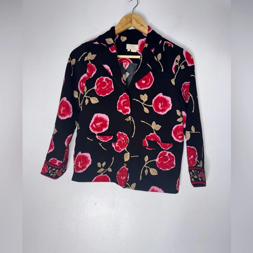 Kate Spade Button‎ Down Shirt Roses Hazy Crepe XXS